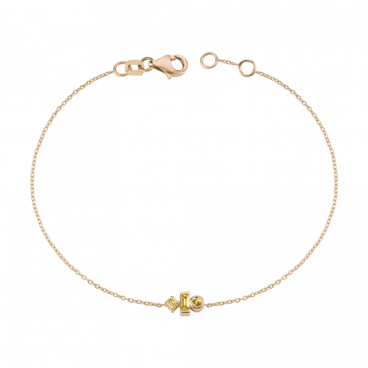 Renkli Sarı Taşlı Modern Altın Bileklik