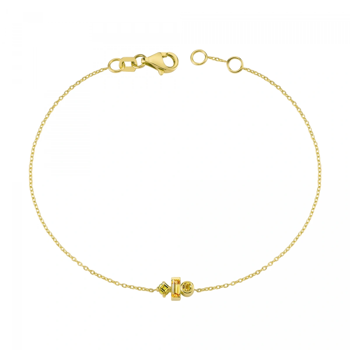 Renkli Sarı Taşlı Modern Altın Bileklik