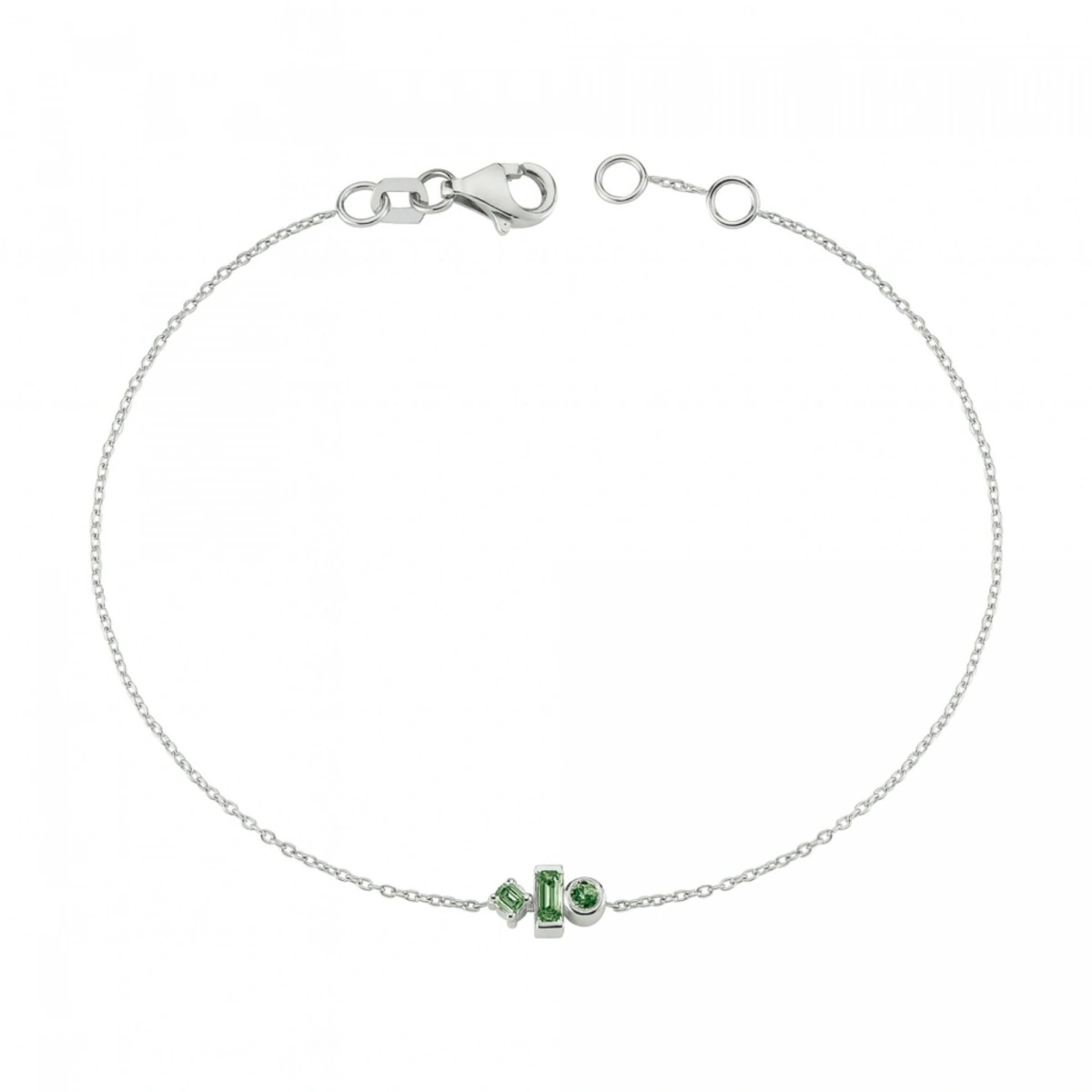 Renkli Yeşil Taşlı Modern Altın Bileklik