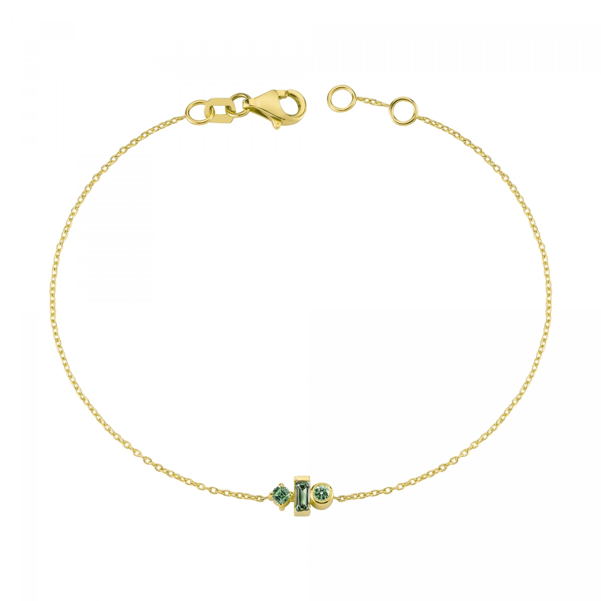 Renkli Yeşil Taşlı Modern Altın Bileklik