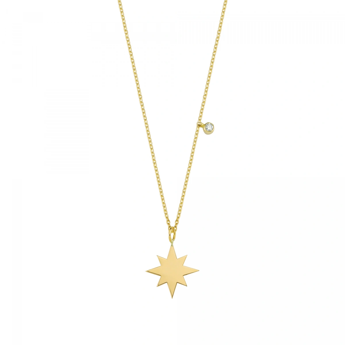 Sekiz Köşeli Yıldız Pırlanta Kolye