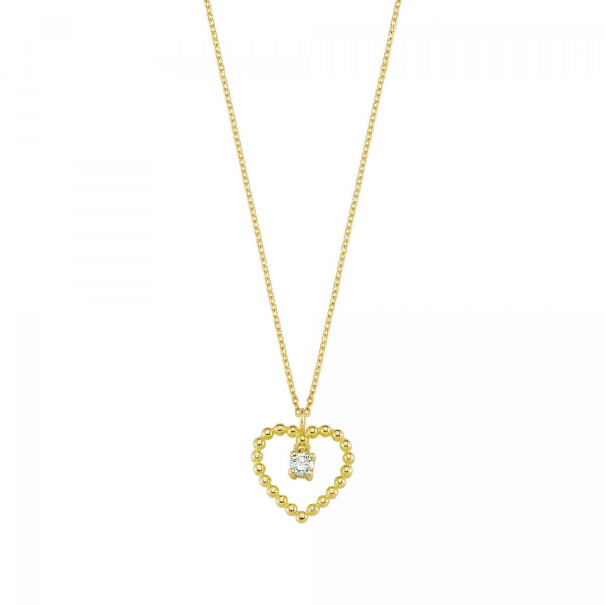 Kalpli Pırlanta Sallantılı Kolye