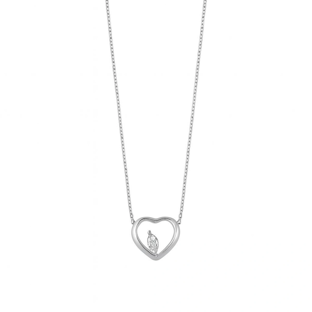 Marquise Pırlantalı Kalp Kolye
