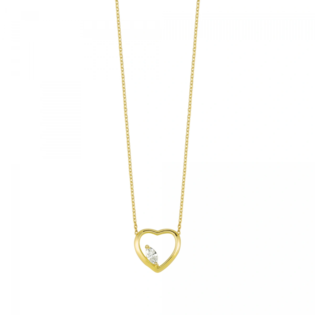 Marquise Pırlantalı Kalp Kolye