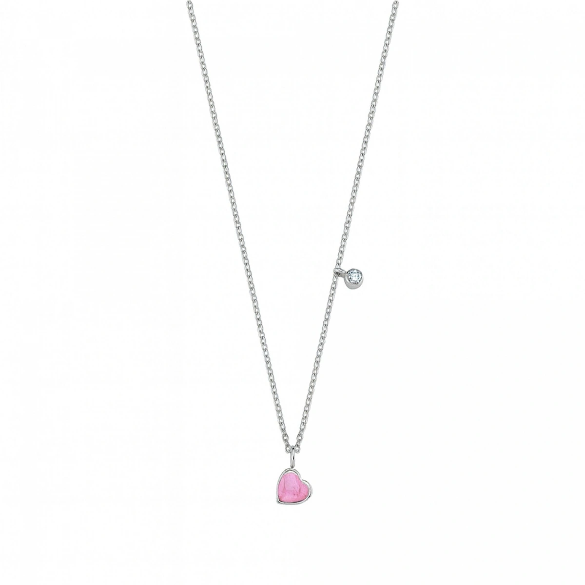 Mineli Kalp Pırlanta Kolye