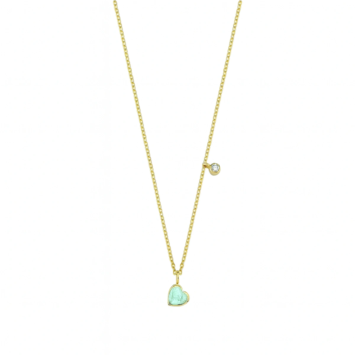 Mineli Kalp Pırlanta Kolye