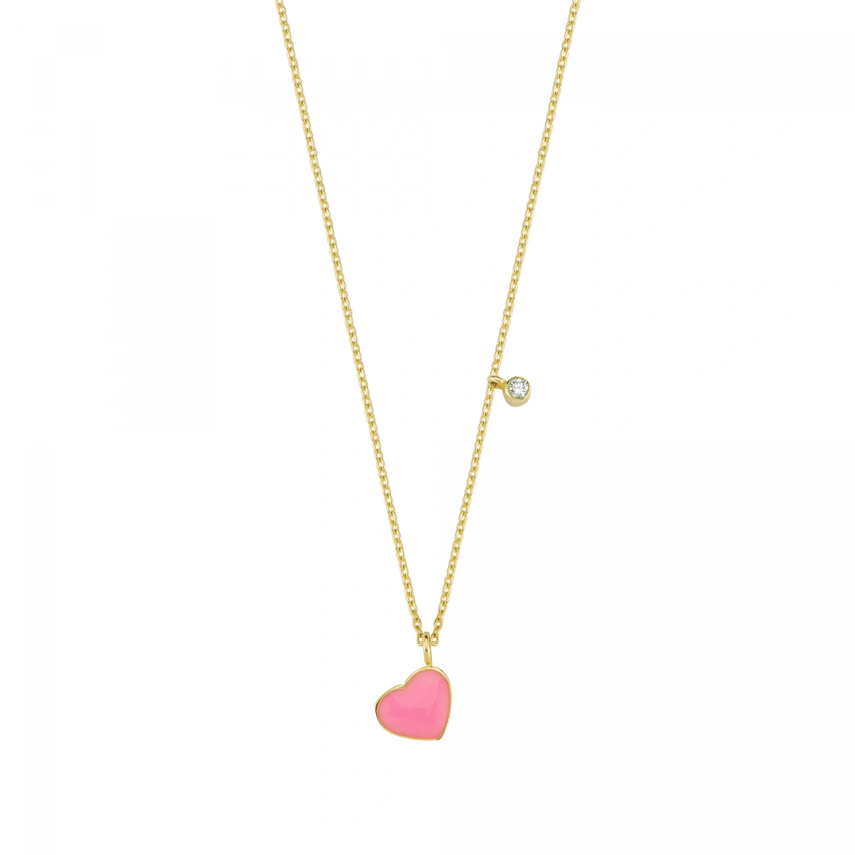 Mineli Kalp Pırlanta Kolye