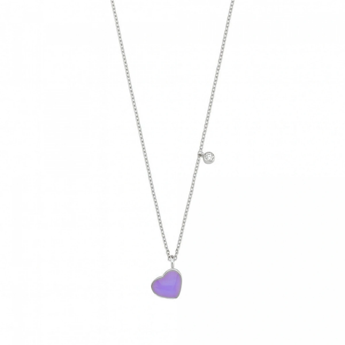 Mineli Kalp Pırlanta Kolye