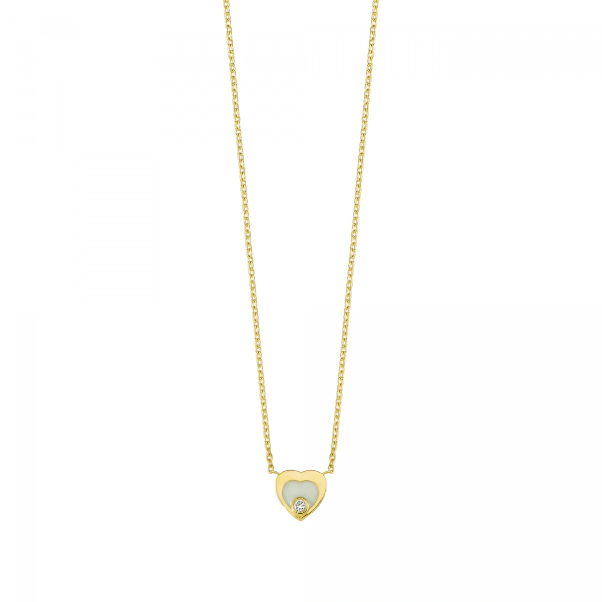 Kalp Mineli Pırlanta Kolye