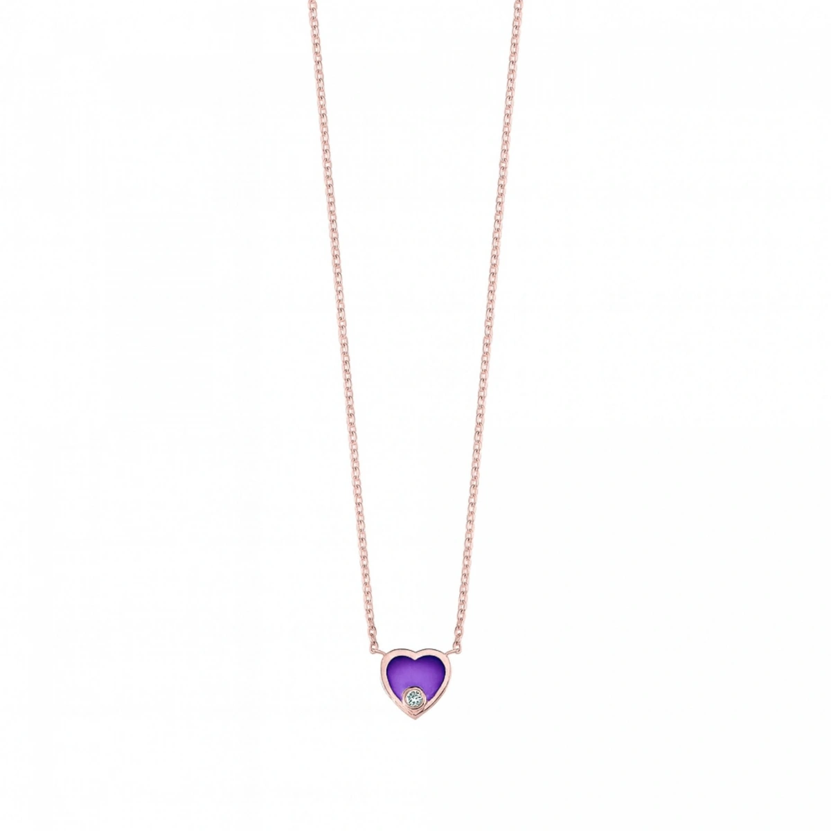 Kalp Mineli Pırlanta Kolye