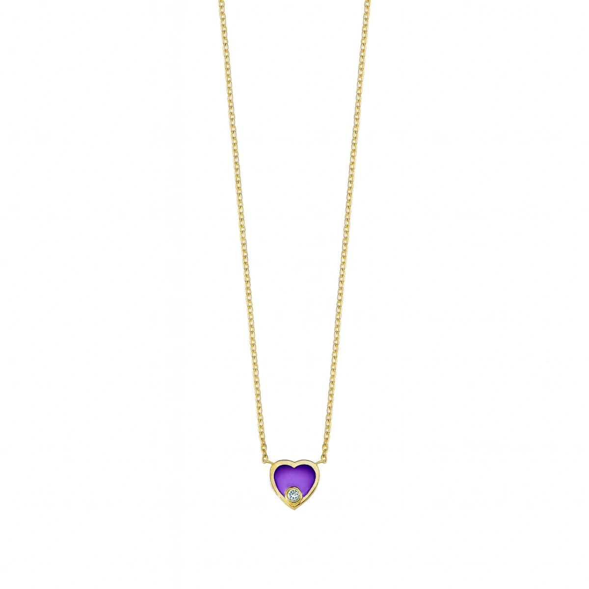 Kalp Mineli Pırlanta Kolye