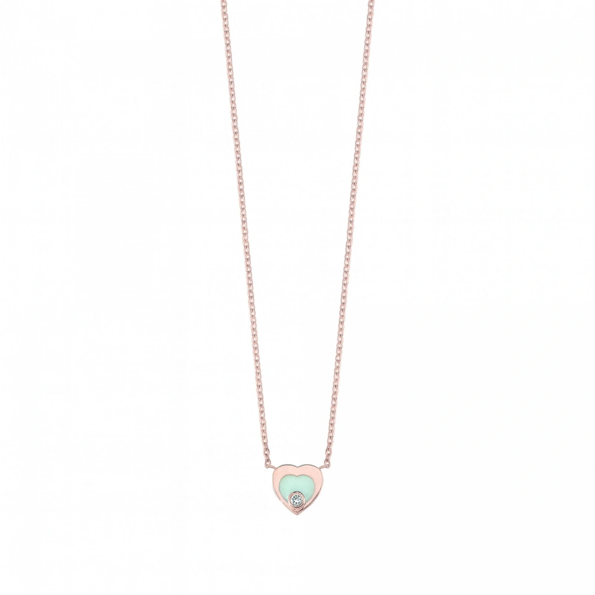 Kalp Mineli Pırlanta Kolye