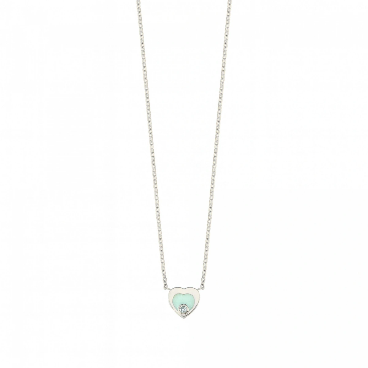 Kalp Mineli Pırlanta Kolye