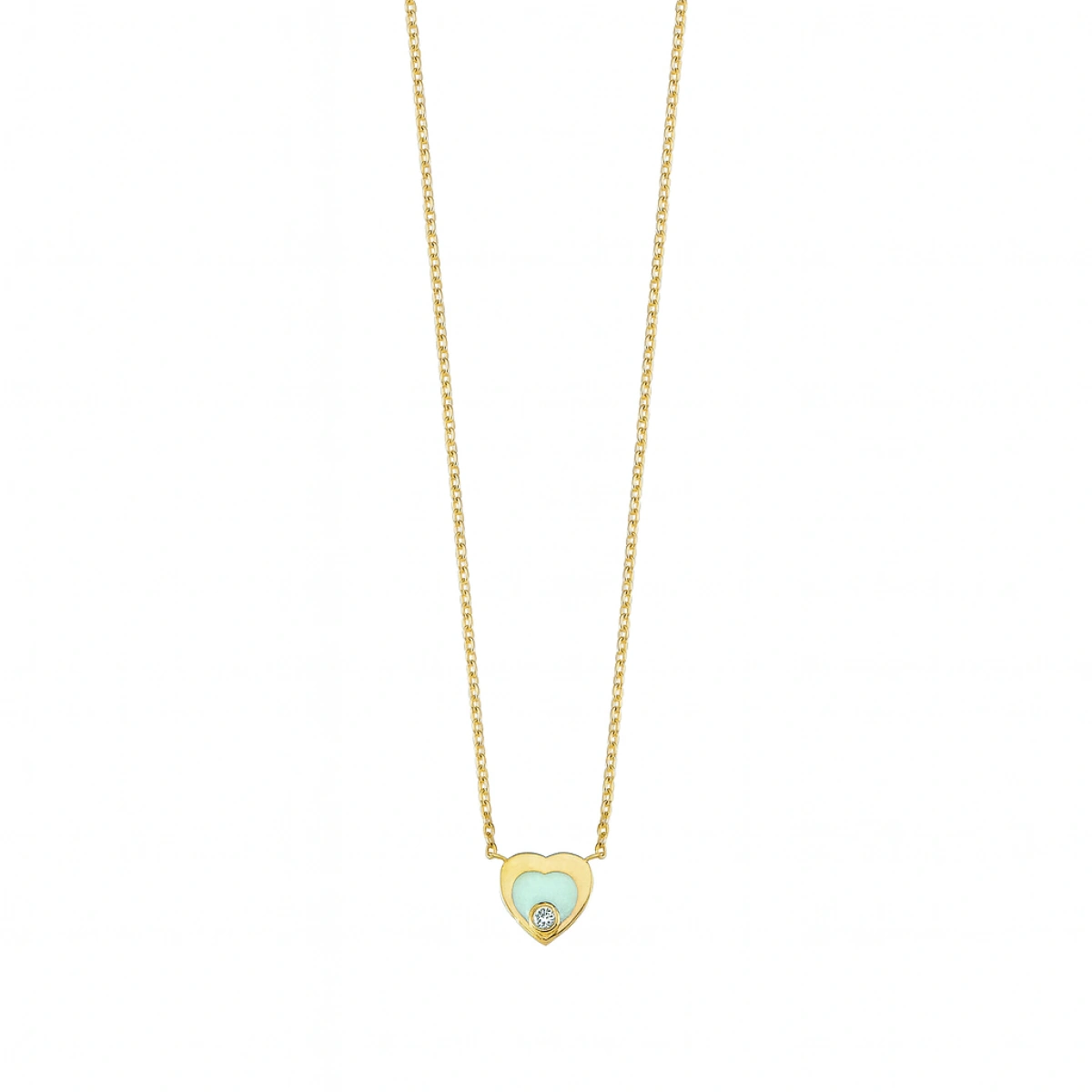 Kalp Mineli Pırlanta Kolye