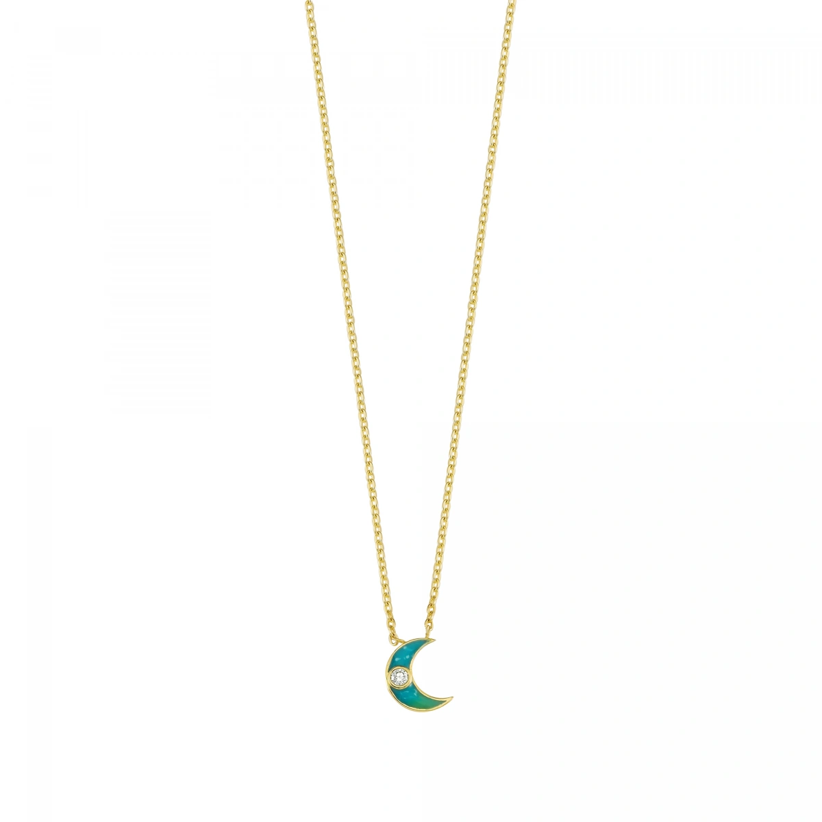 Yeni Ay Mineli Pırlanta Kolye