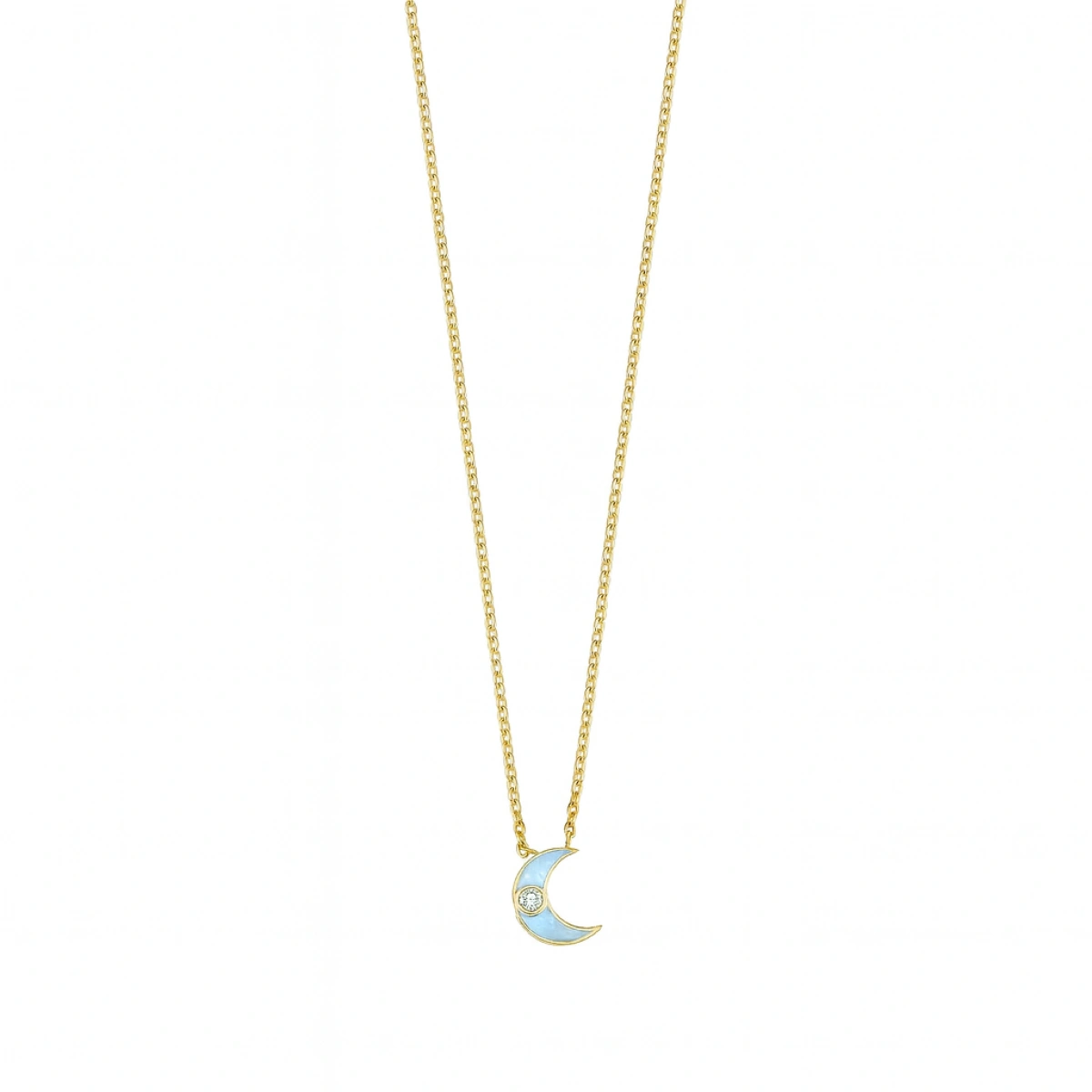 Yeni Ay Mineli Pırlanta Kolye