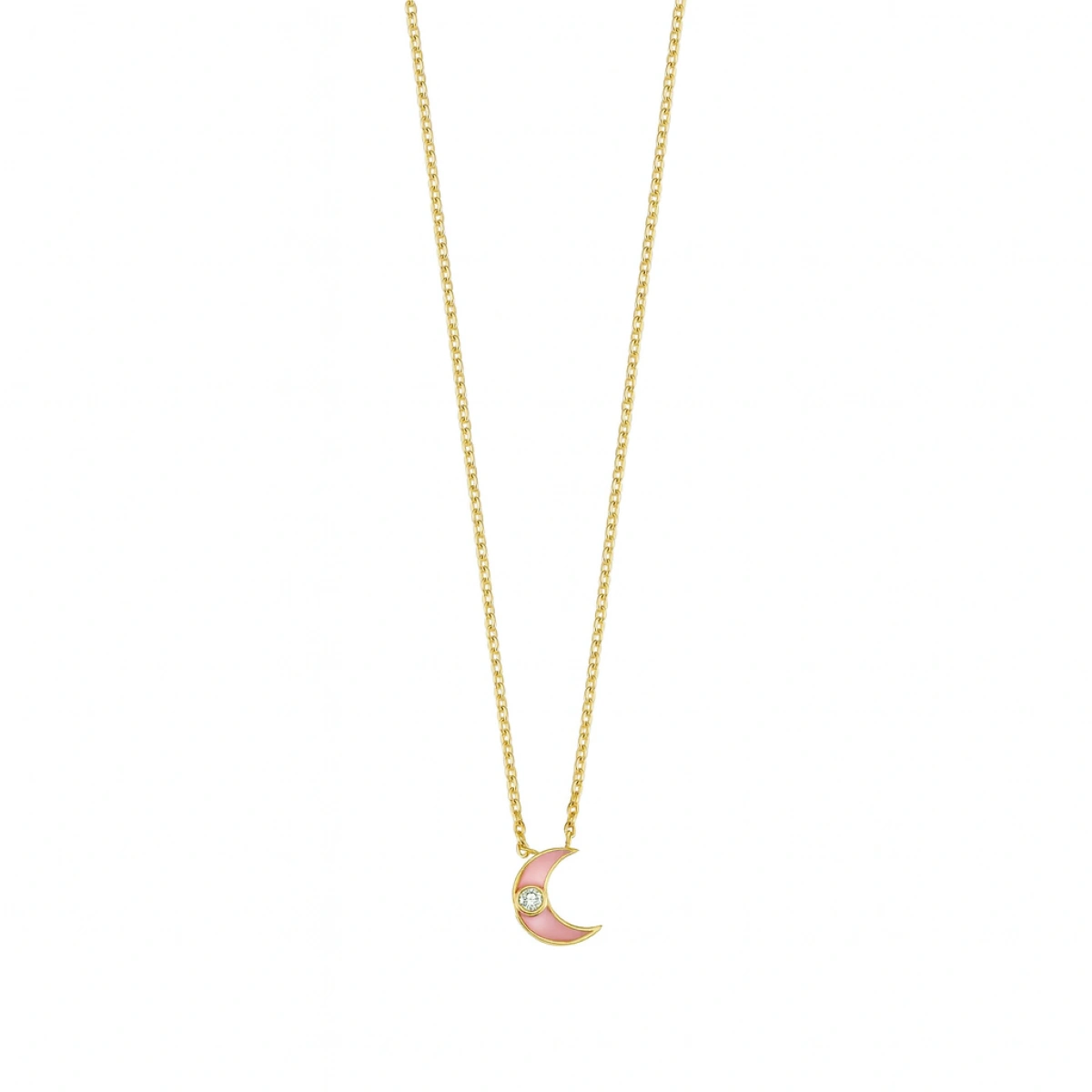Yeni Ay Mineli Pırlanta Kolye