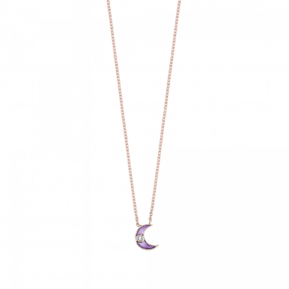 Yeni Ay Mineli Pırlanta Kolye