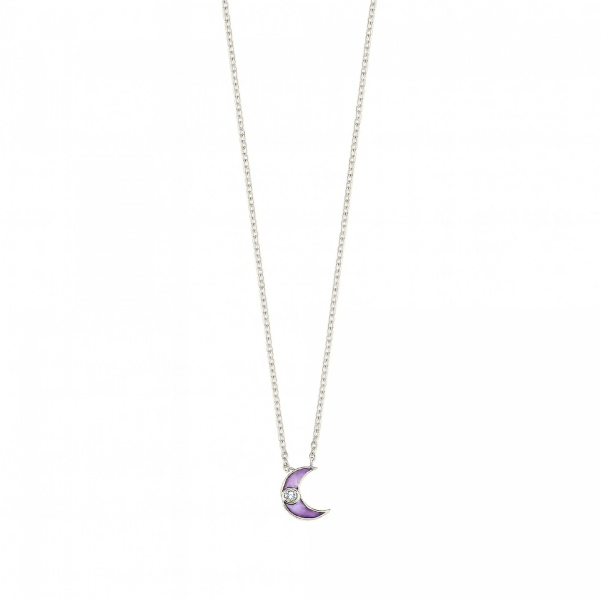 Yeni Ay Mineli Pırlanta Kolye