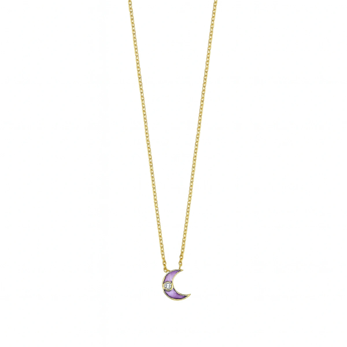 Yeni Ay Mineli Pırlanta Kolye