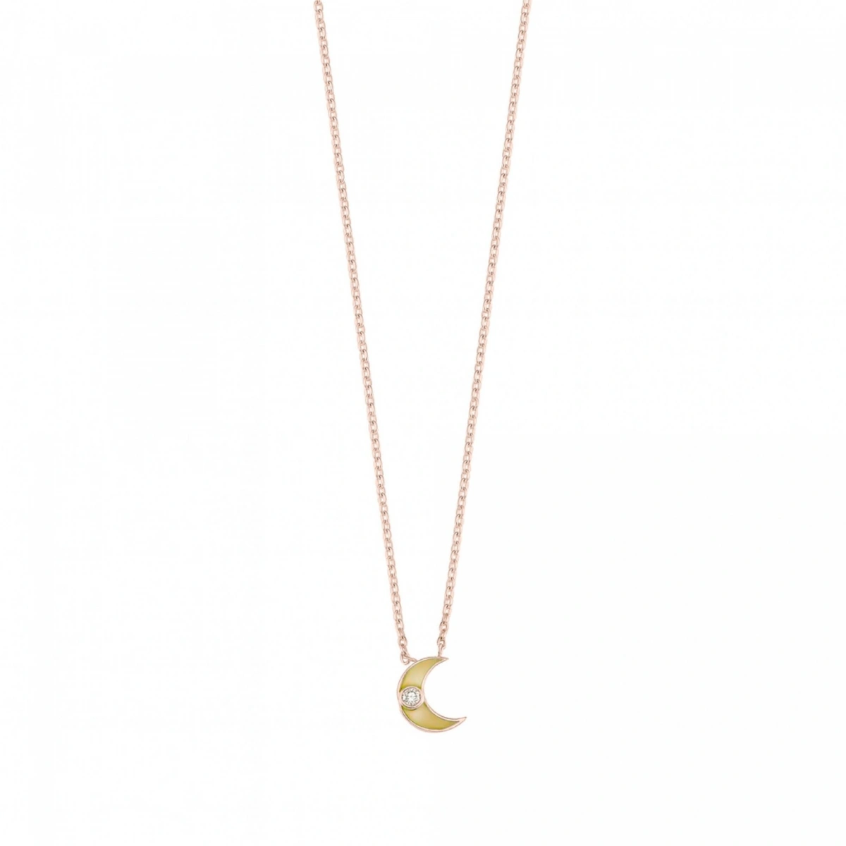 Yeni Ay Mineli Pırlanta Kolye