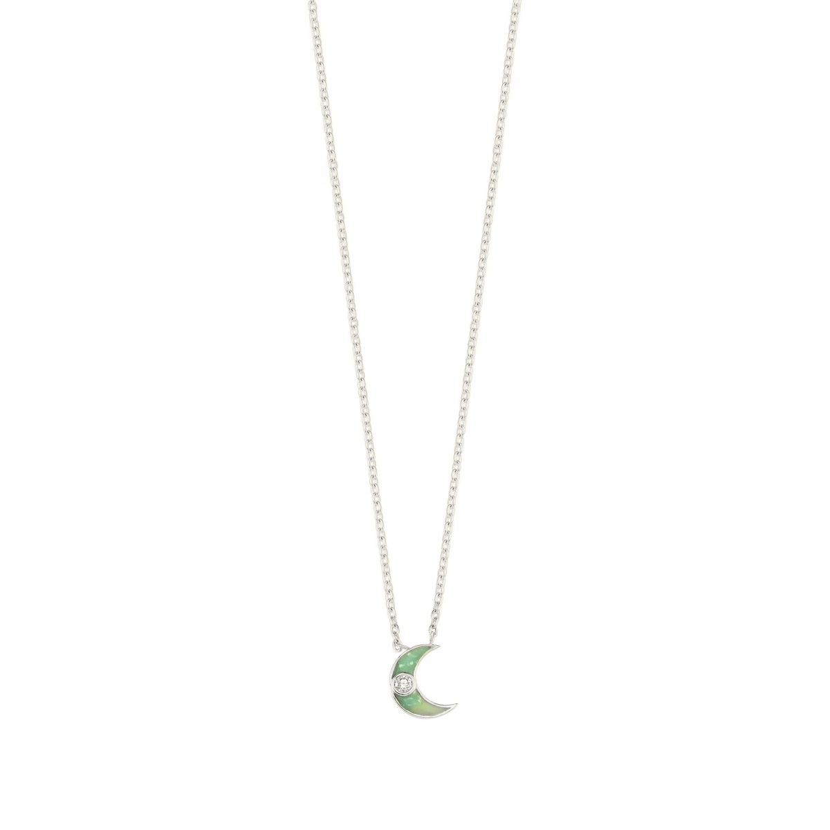Yeni Ay Mineli Pırlanta Kolye