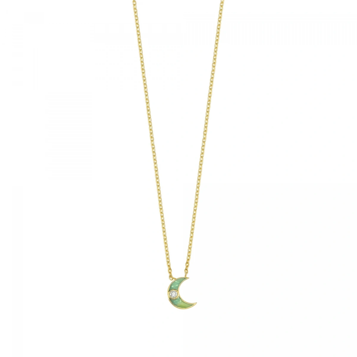 Yeni Ay Mineli Pırlanta Kolye