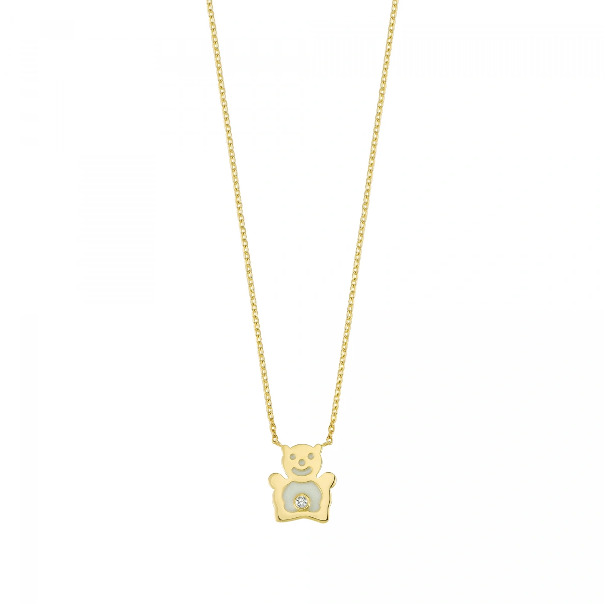 Sedef Mineli Ayıcık Pırlanta Kolye