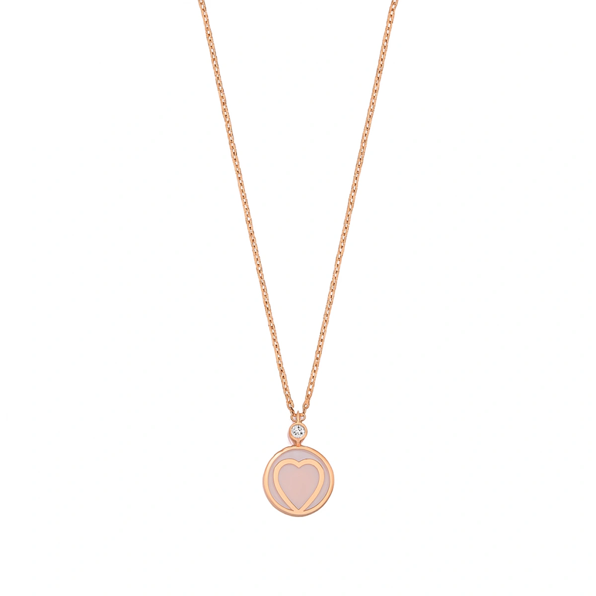 Sedef Mineli Kalp Pırlanta Kolye