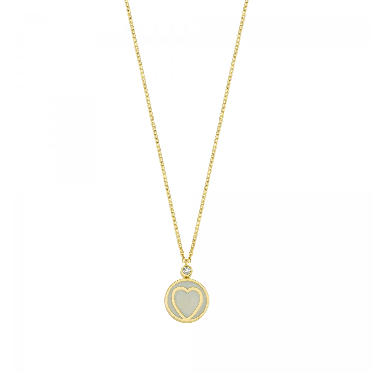 Sedef Mineli Kalp Pırlanta Kolye