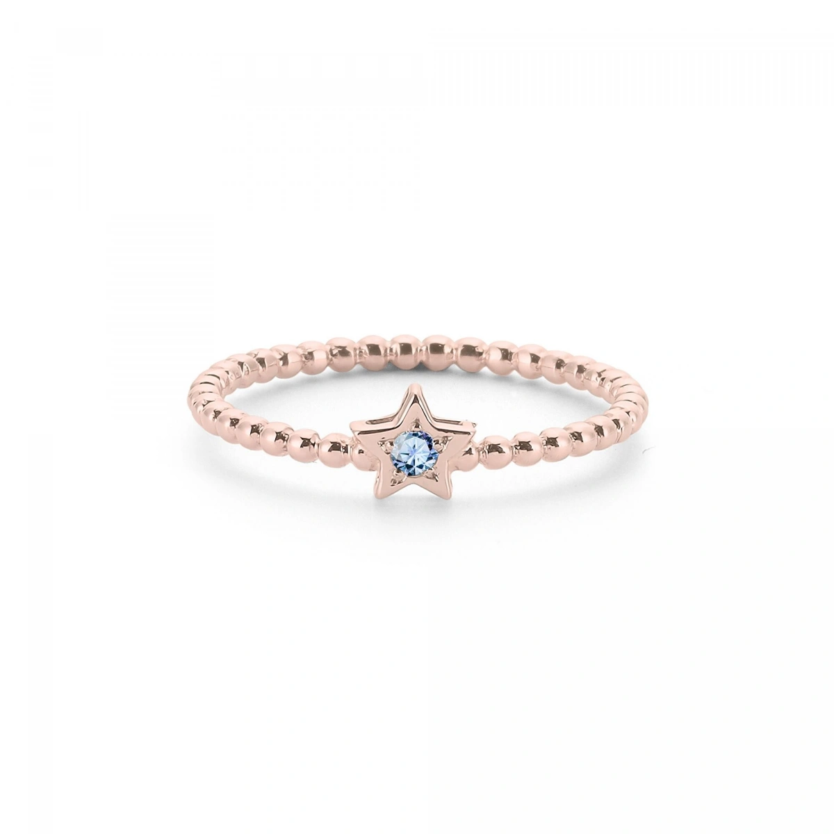 Renkli Yıldız Mavi Taşlı Altın Yüzük