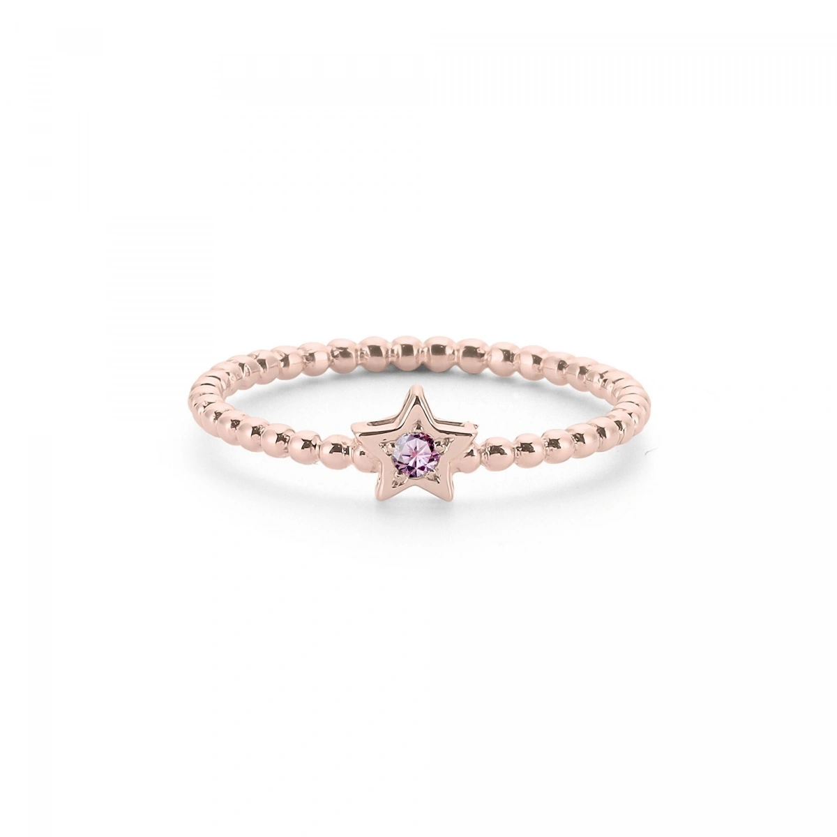 Renkli Yıldız Pembe Taşlı Altın Yüzük