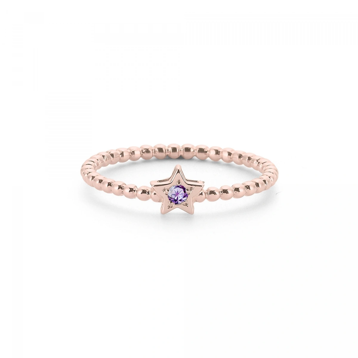 Renkli Yıldız Mor Taşlı Altın Yüzük