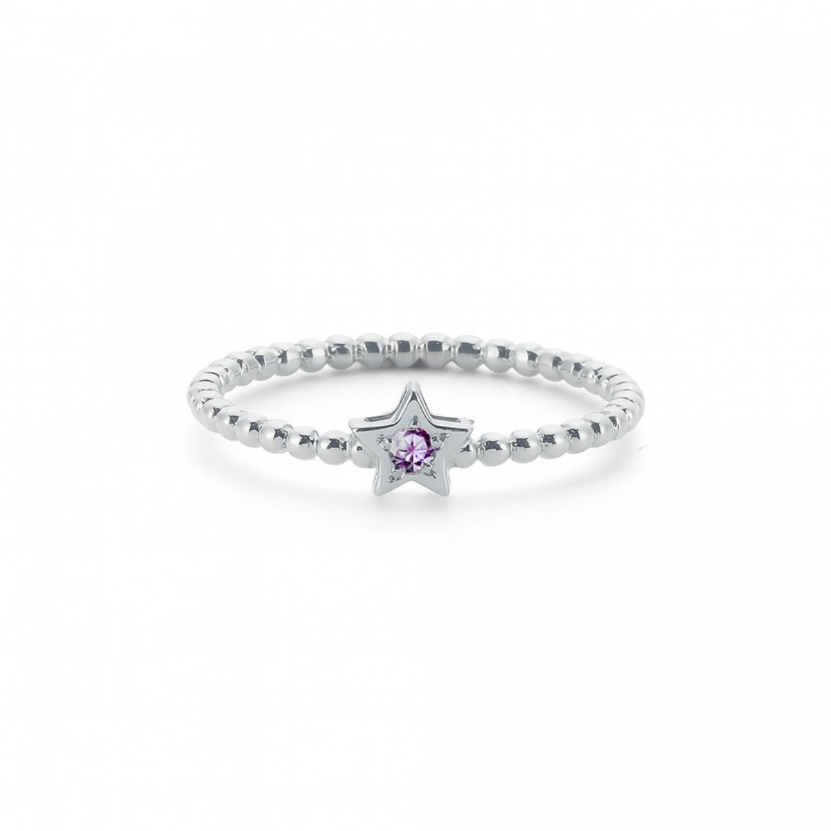 Renkli Yıldız Mor Taşlı Altın Yüzük