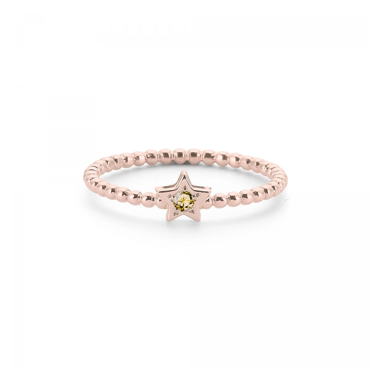 Renkli Yıldız Sarı Taşlı Altın Yüzük