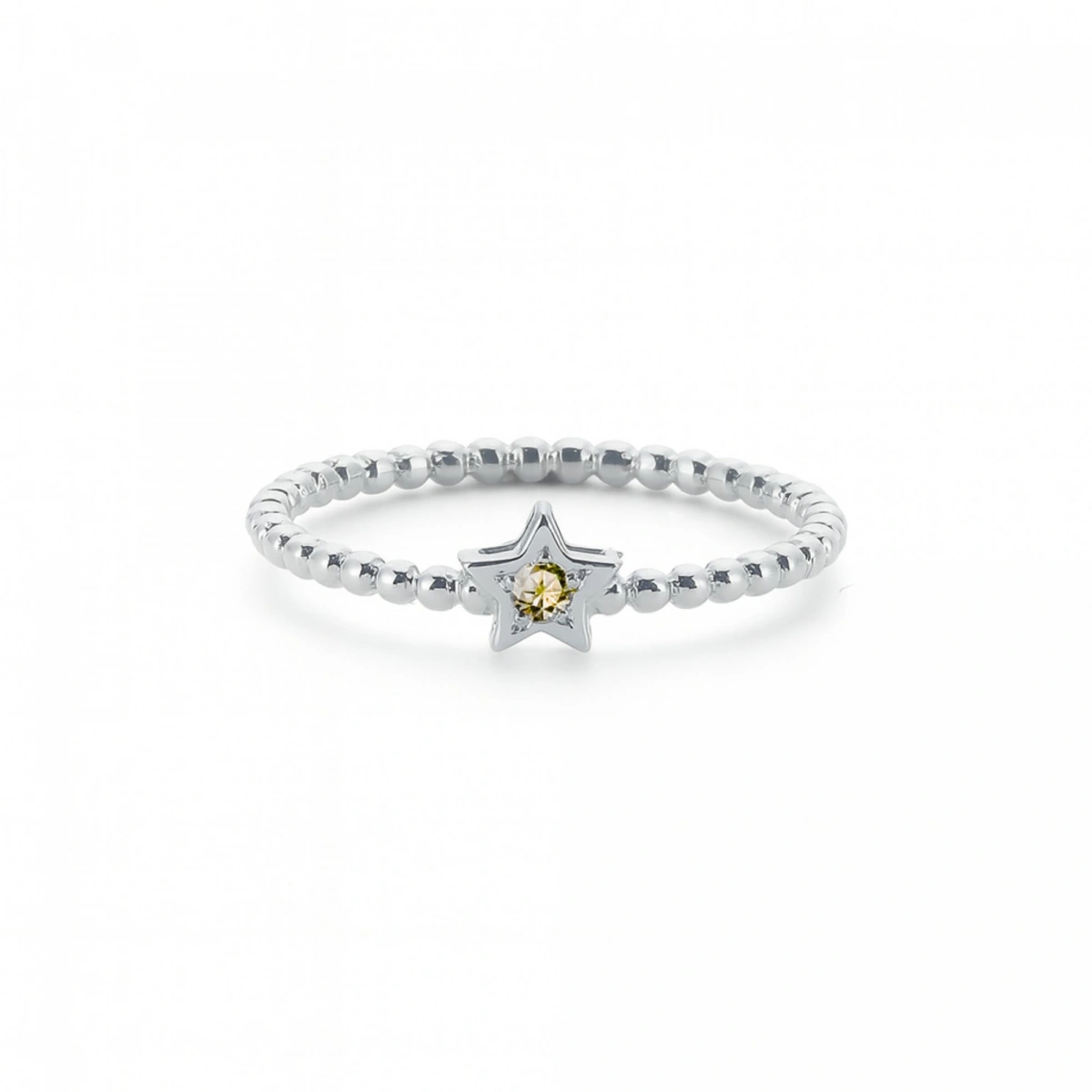 Renkli Yıldız Sarı Taşlı Altın Yüzük