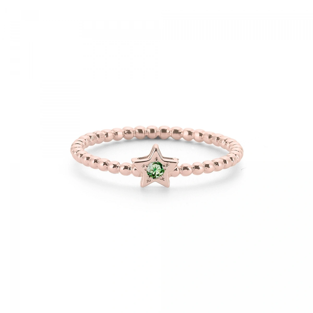 Renkli Yıldız Yeşil Taşlı Altın Yüzük