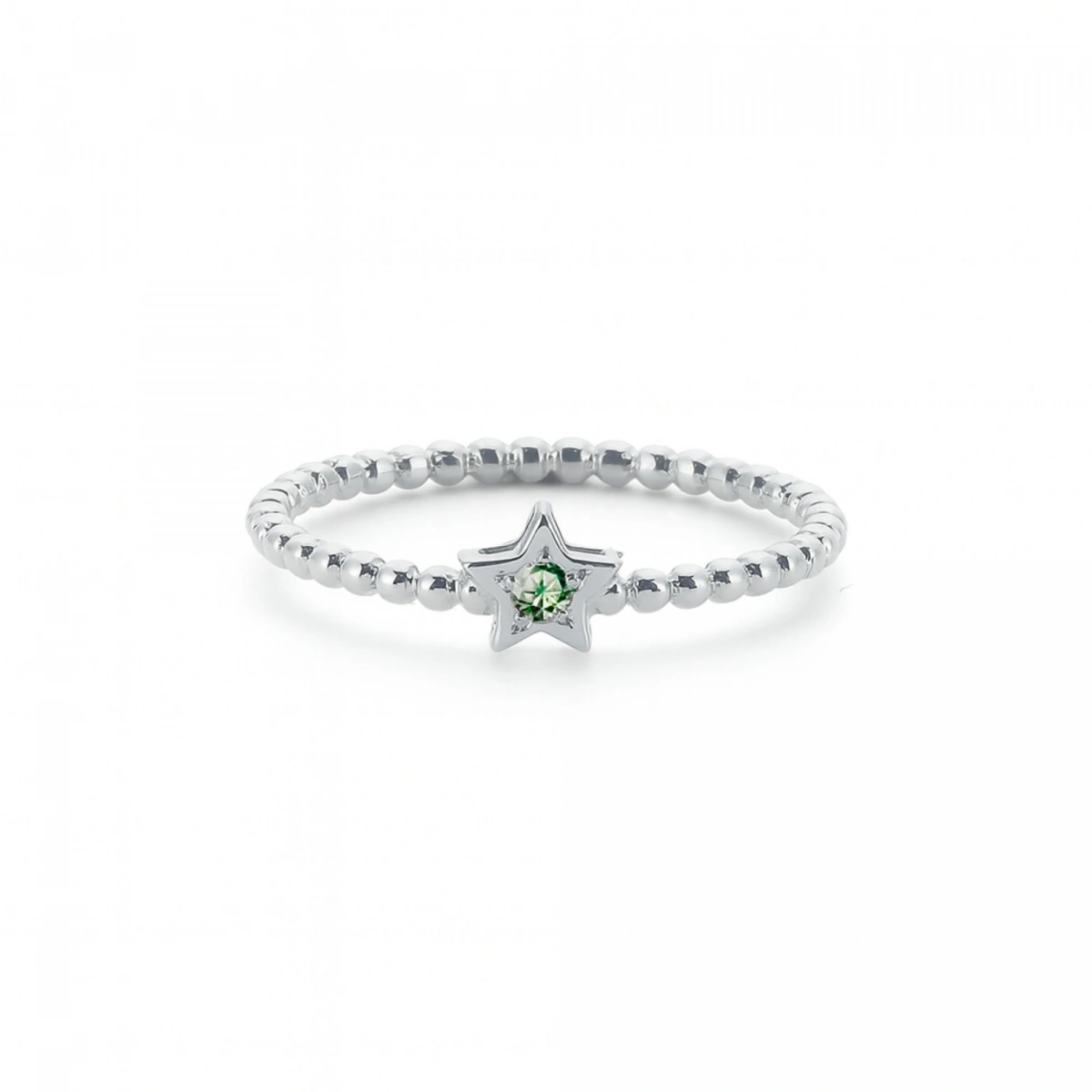 Renkli Yıldız Yeşil Taşlı Altın Yüzük