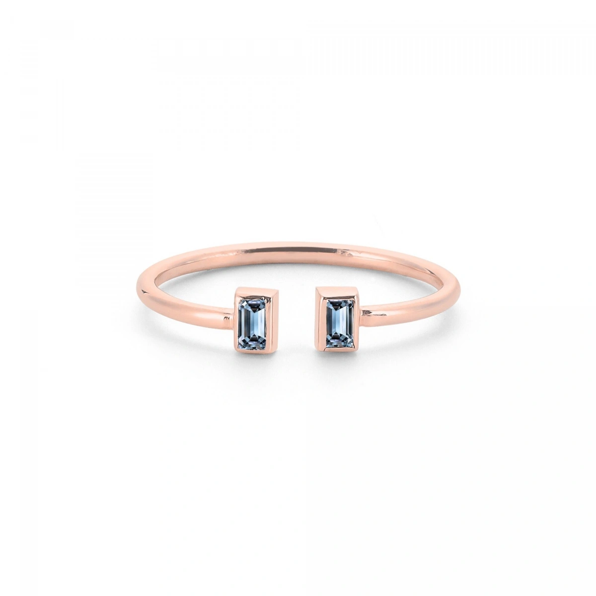 Renkli Mavi Baget Taşlı Altın Yüzük