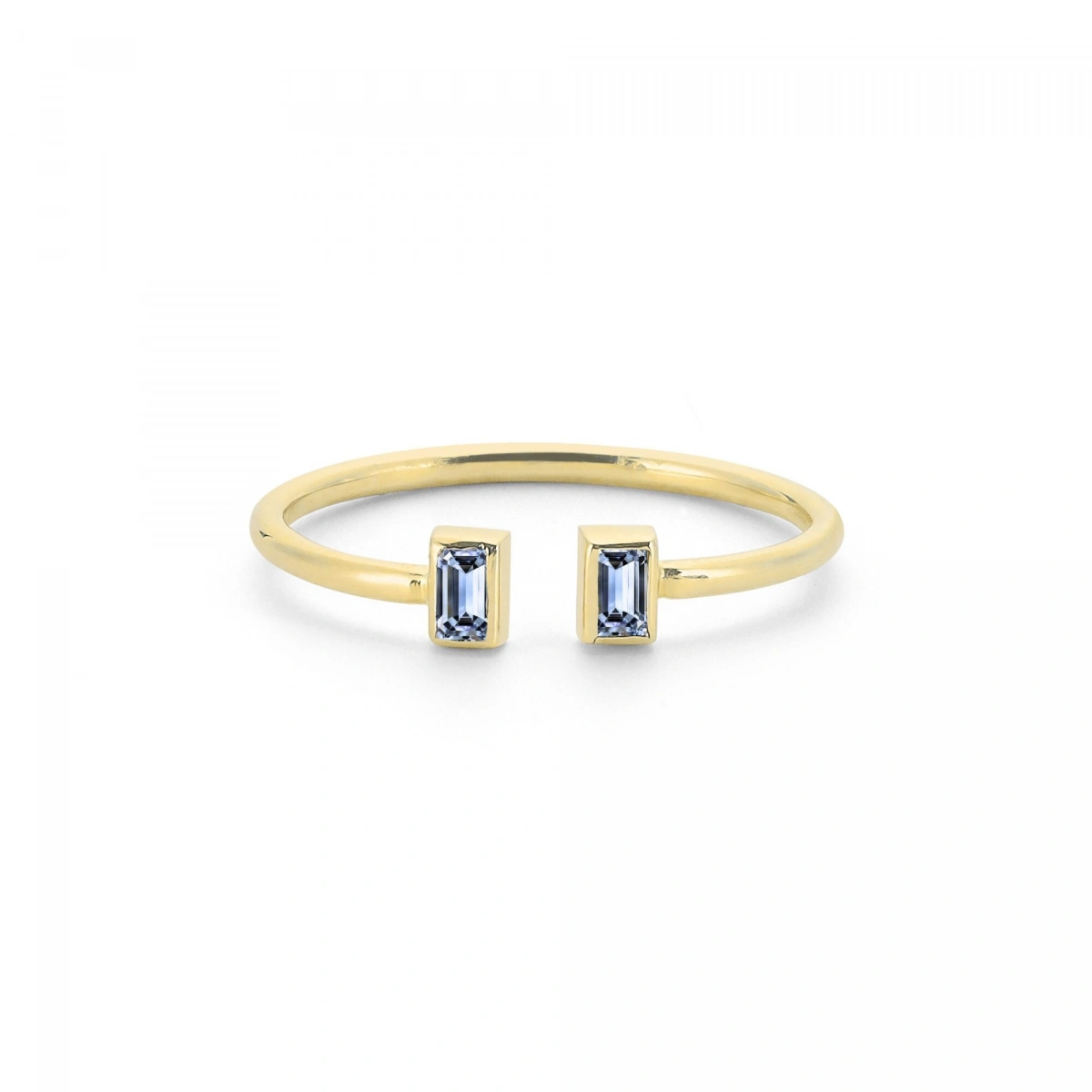 Renkli Mavi Baget Taşlı Altın Yüzük