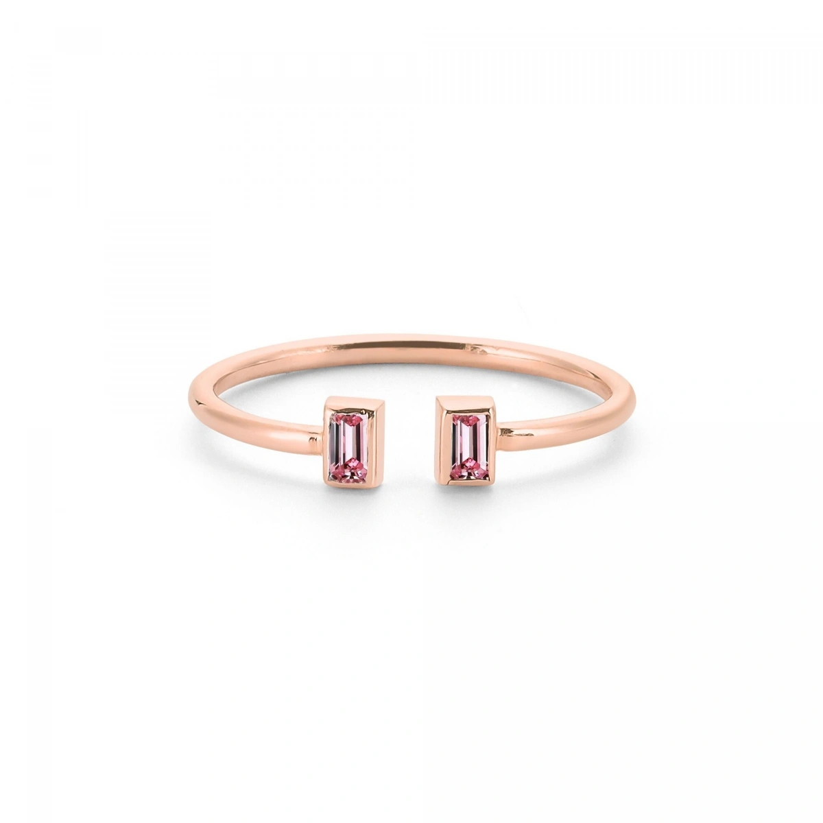 Renkli Pembe Baget Taşlı Altın Yüzük