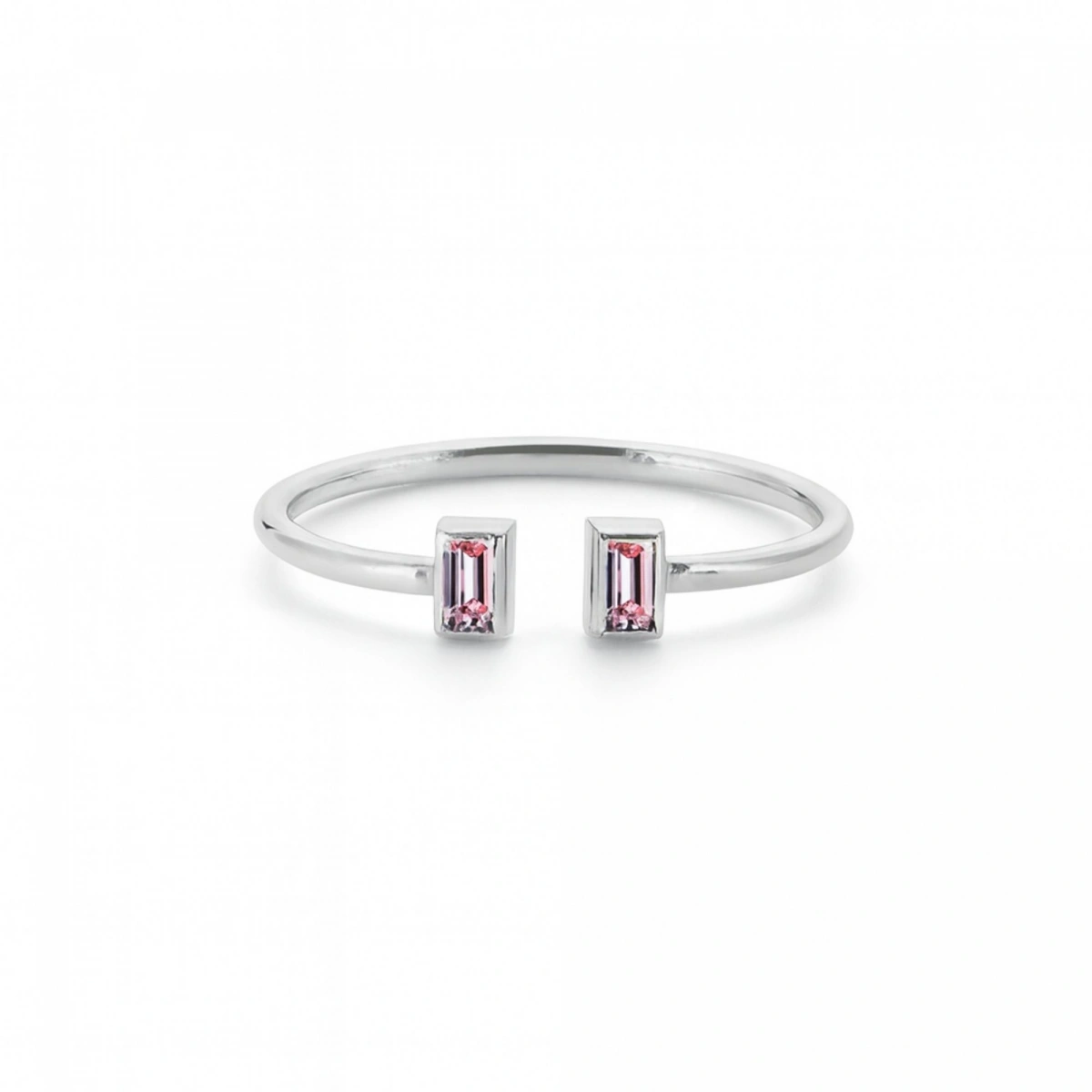 Renkli Pembe Baget Taşlı Altın Yüzük