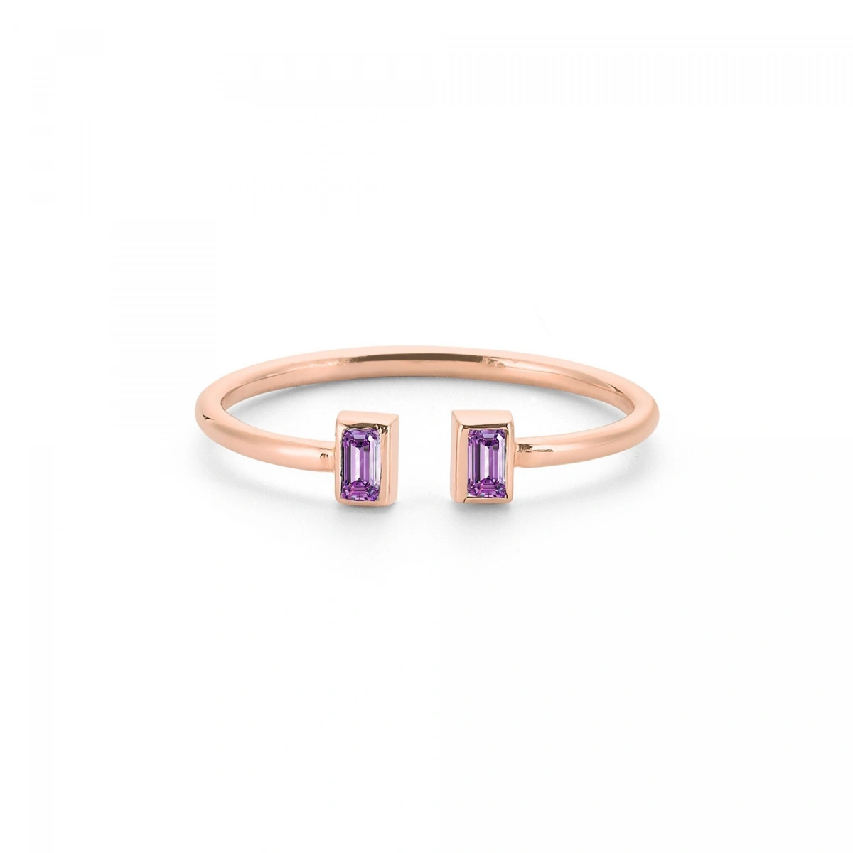 Renkli Mor Baget Taşlı Altın Yüzük