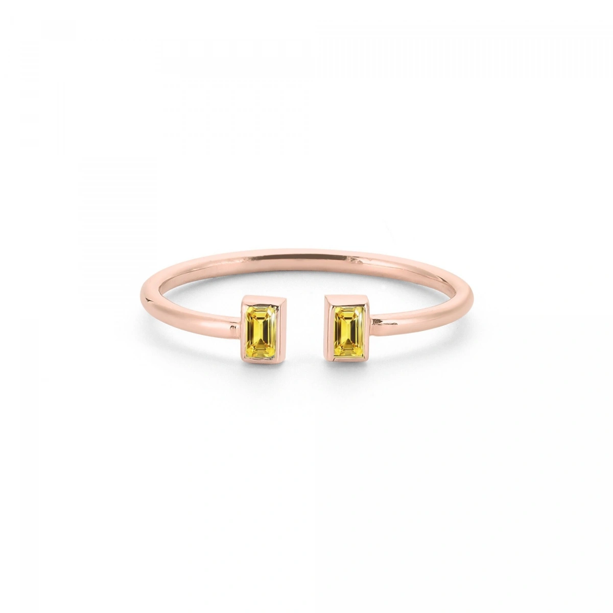 Renkli Sarı Baget Taşlı Altın Yüzük