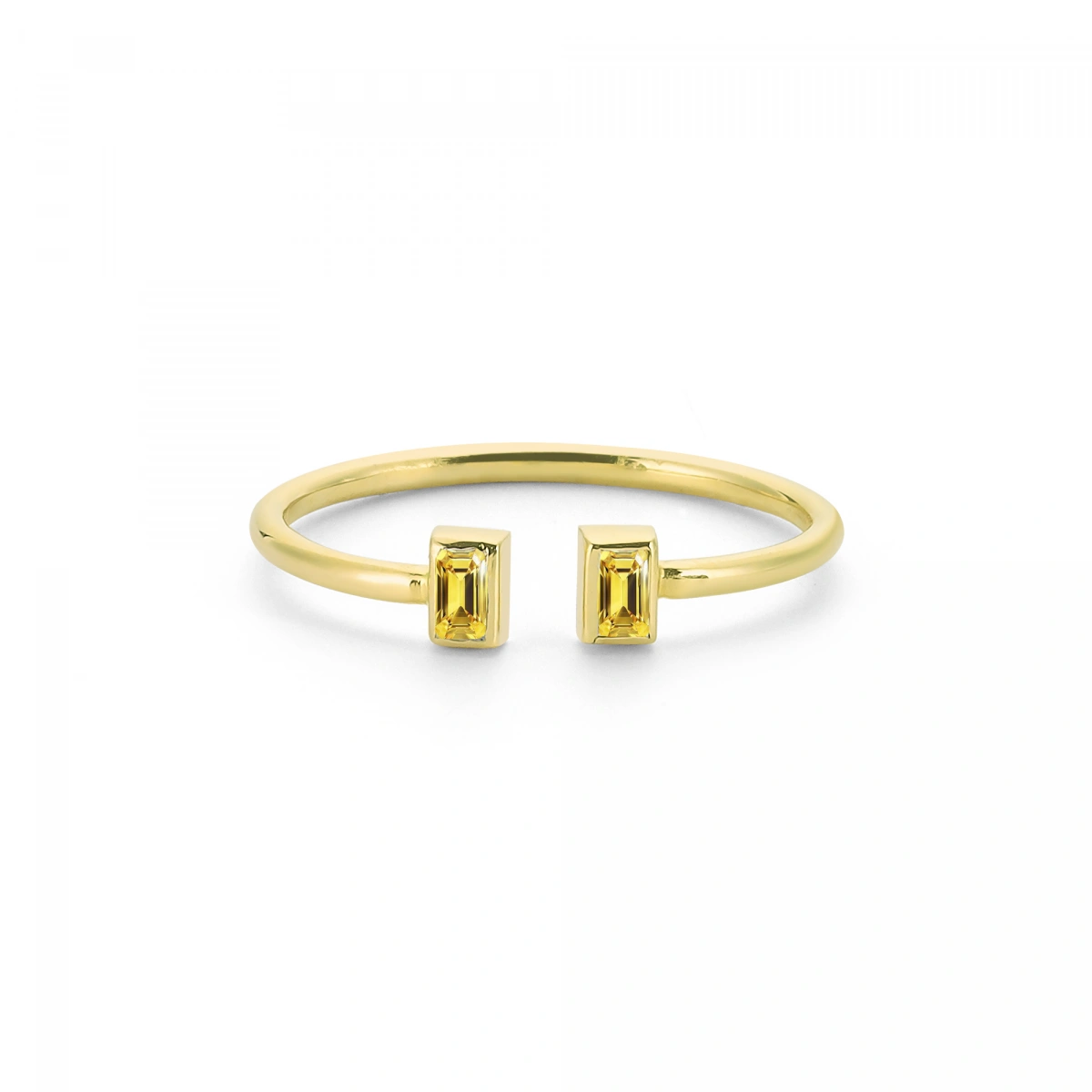 Renkli Sarı Baget Taşlı Altın Yüzük