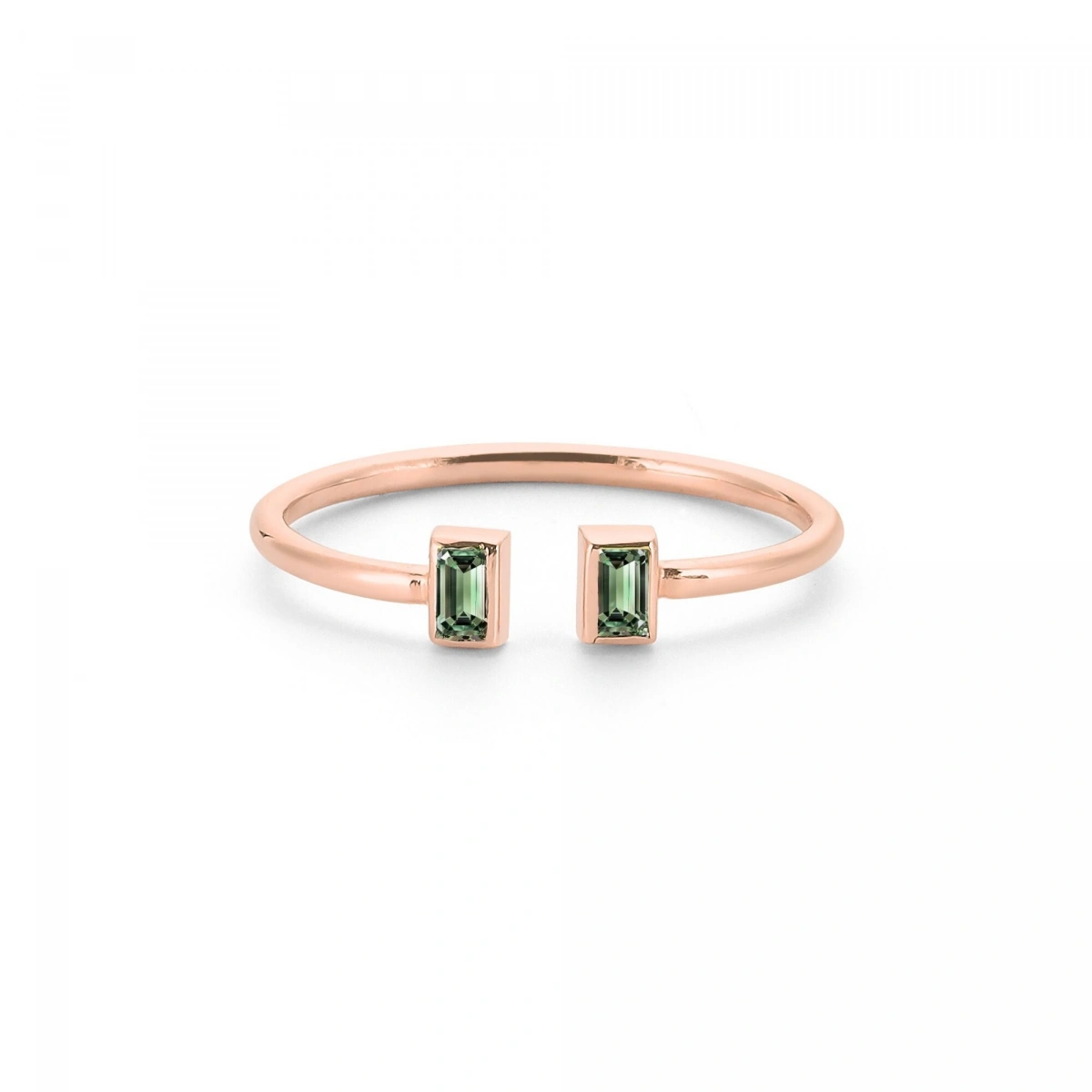 Renkli Yeşil Baget Taşlı Altın Yüzük