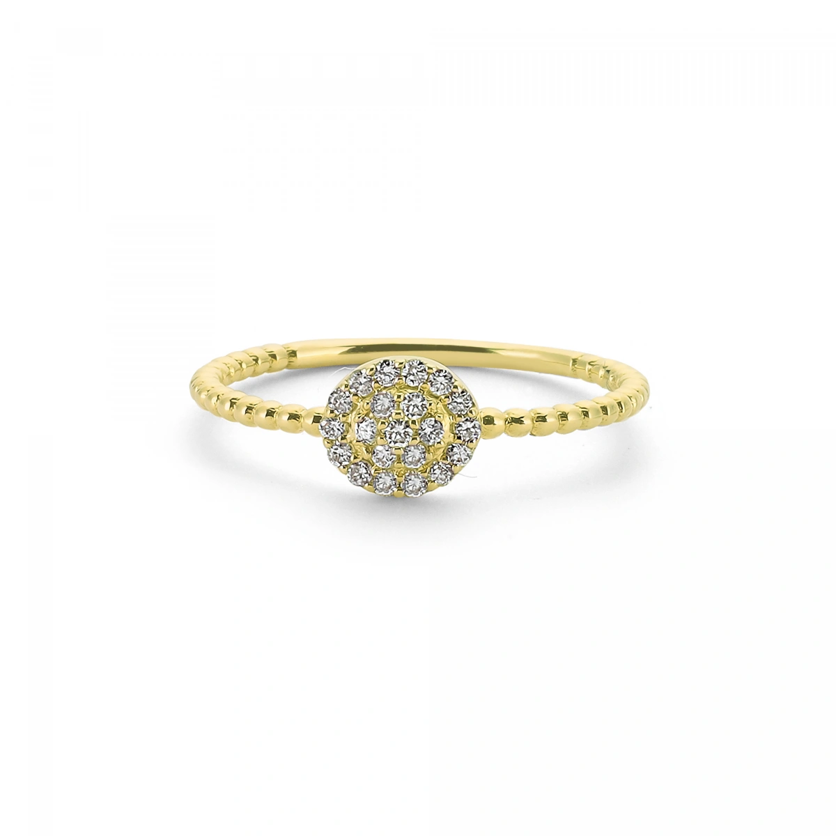 Yuvarlak Pave Minimal Altın Yüzük