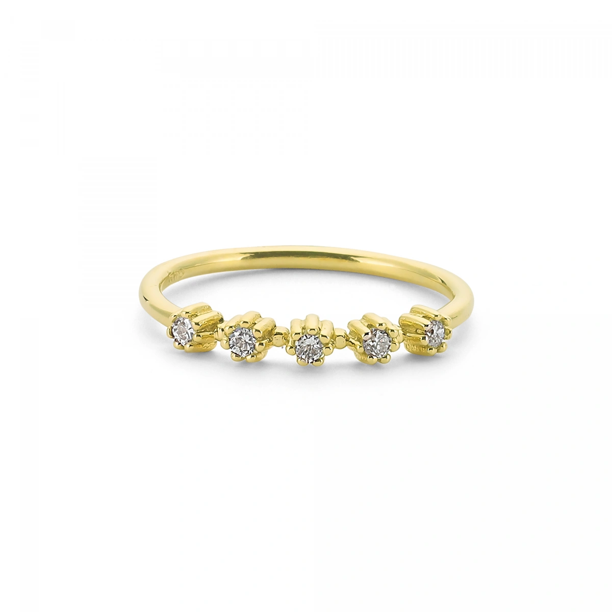 Modern Beştaşlı Altın Yüzük