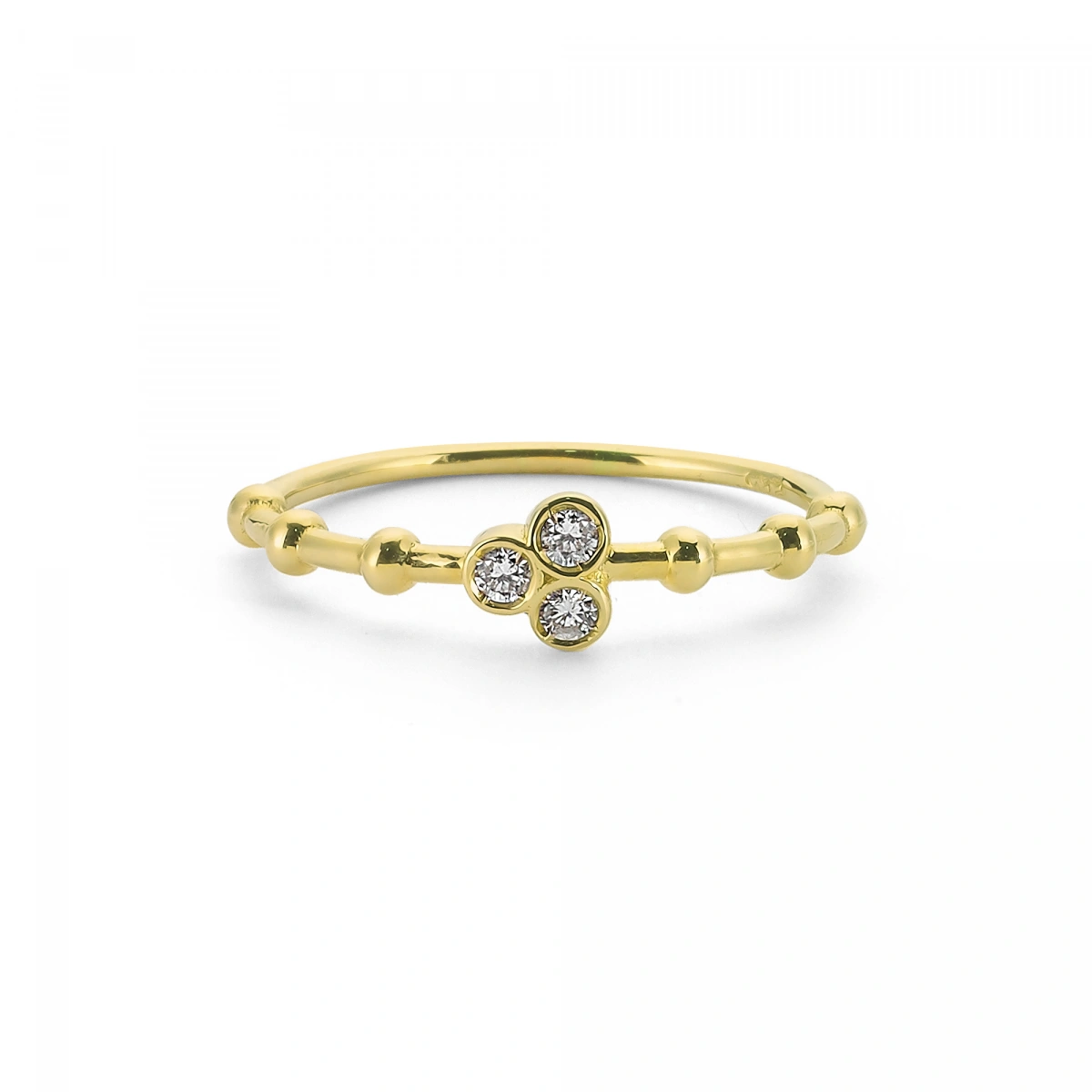 Üç Taşlı Zarif Altın Yüzük