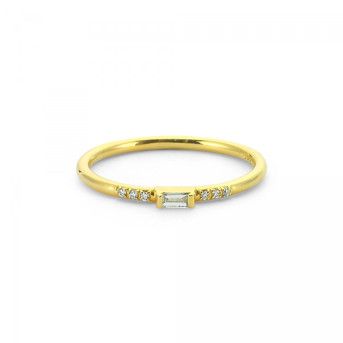 Baget Taşlı Zarif Yarımtur Altın Yüzük